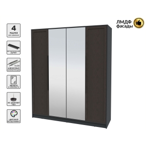 Шкаф распашной Тренд КТ-Ш4 (з) (Антрацит ЛДСП/ Дуб английский ЛМДФ) Ш1800 В2128 ..